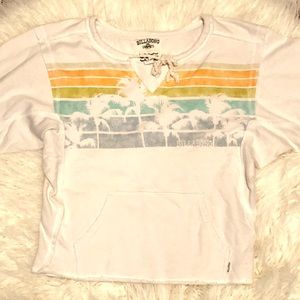Billabong White Sweatshirt with Multicolor Stripes